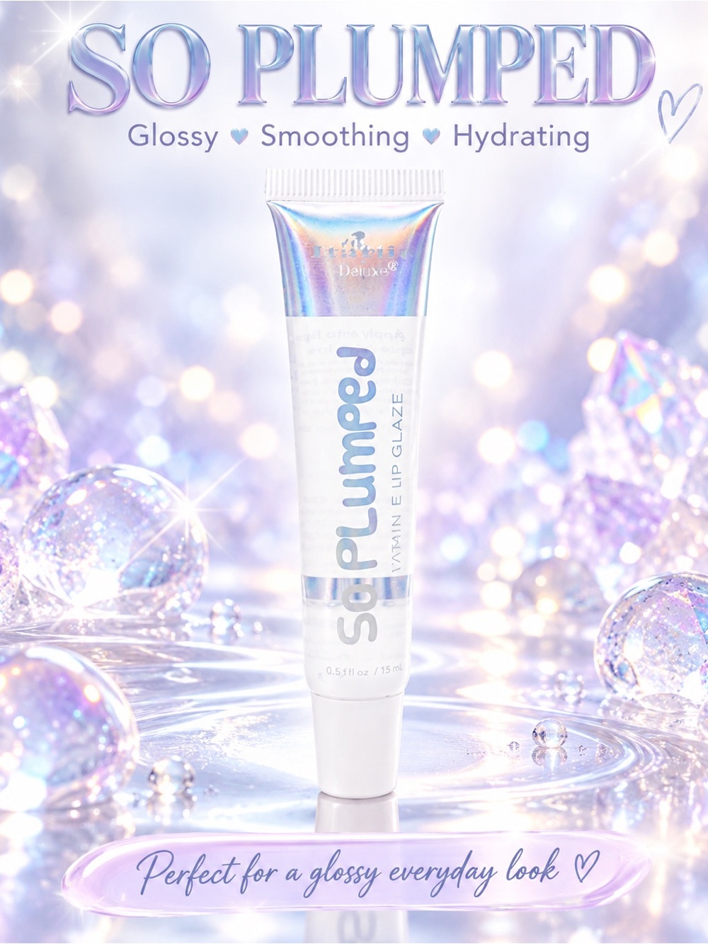 ✨ Italia Deluxe So Plumped Vitamin E Lip Glaze – Clear Gloss 0.5 oz